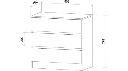 Комод 3 ящика Ленора, Дуб вотан/Графит 
