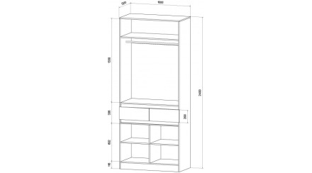 Шкаф 2-х створчатый Ленора, Дуб вотан/Графит 